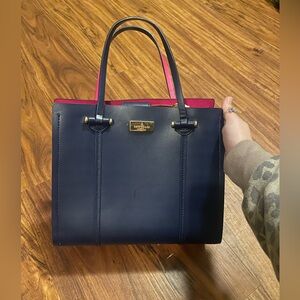 Kate Spade Elodie Arbor Hill Leather 2-way Shoulder Bag Navy Pink Bicolor